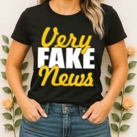 Very Fake News Black & Gold Script Women's T-Shirt thumb 2