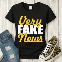 Very Fake News Black & Gold Script Women's T-Shirt thumb 3