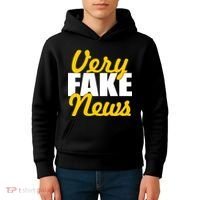 Very Fake News Black & Gold Script Kids Hoodie thumb 4