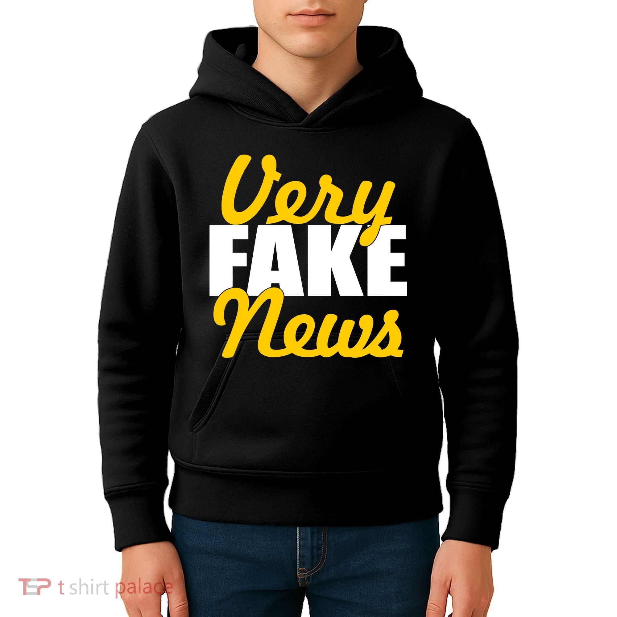 Very Fake News Black & Gold Script Kids Hoodie