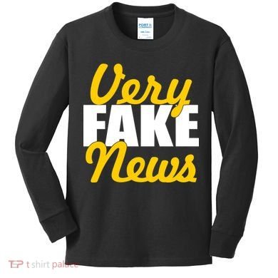 Very Fake News Black & Gold Script Kids Long Sleeve Shirt