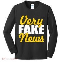 Very Fake News Black & Gold Script Kids Long Sleeve Shirt thumb 0