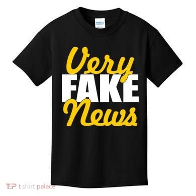 Very Fake News Black & Gold Script Kids T-Shirt