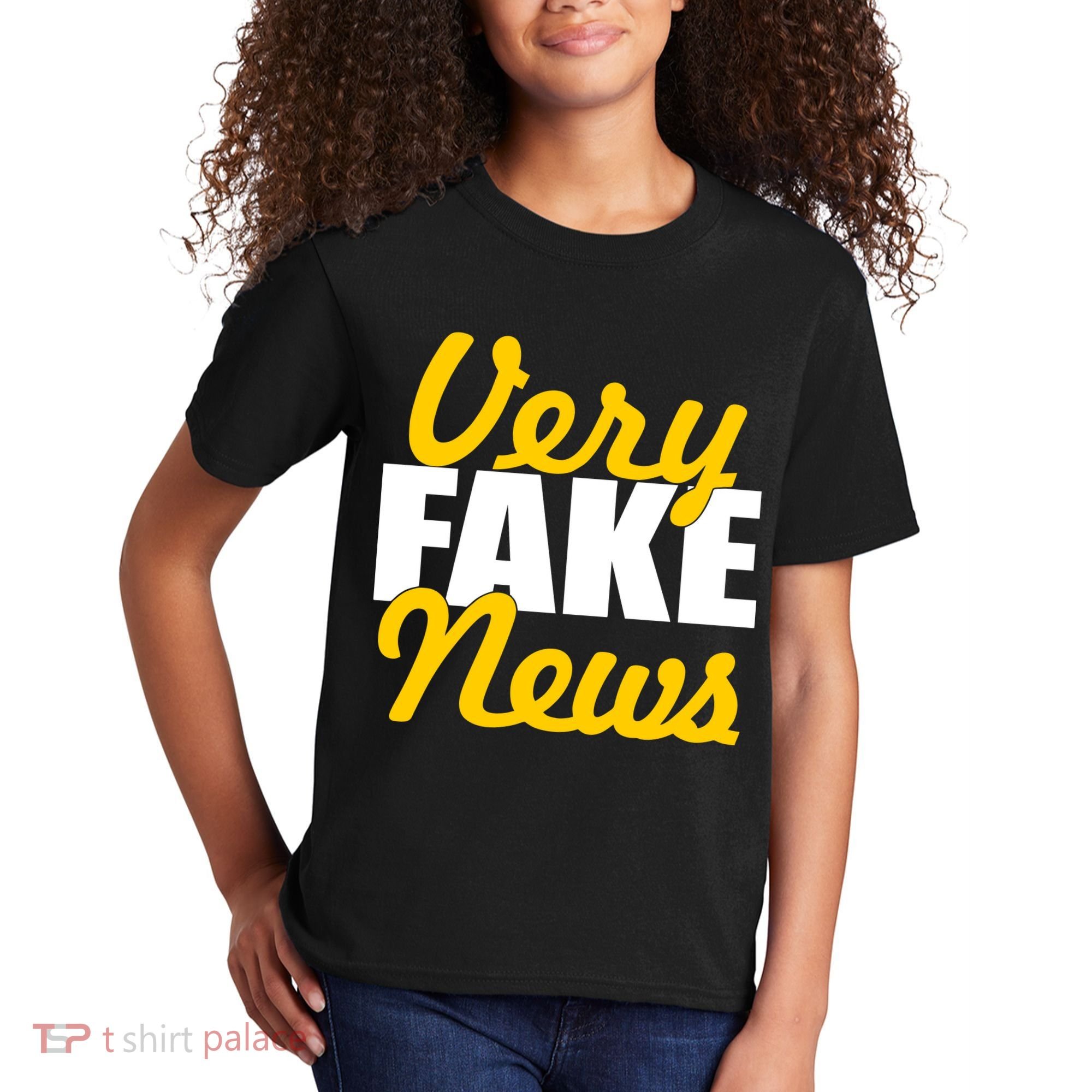 Very Fake News Black & Gold Script Kids T-Shirt