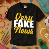 Very Fake News Black & Gold Script Kids T-Shirt thumb 3