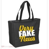 Very Fake News Black & Gold Script Tote Bag thumb 2