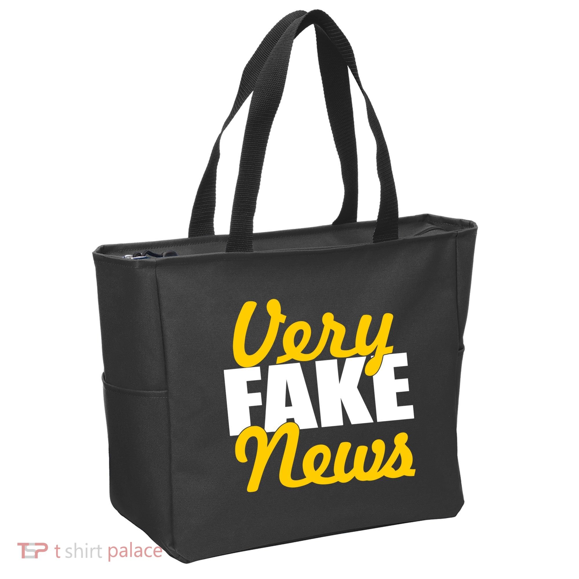 Very Fake News Black & Gold Script Tote Bag