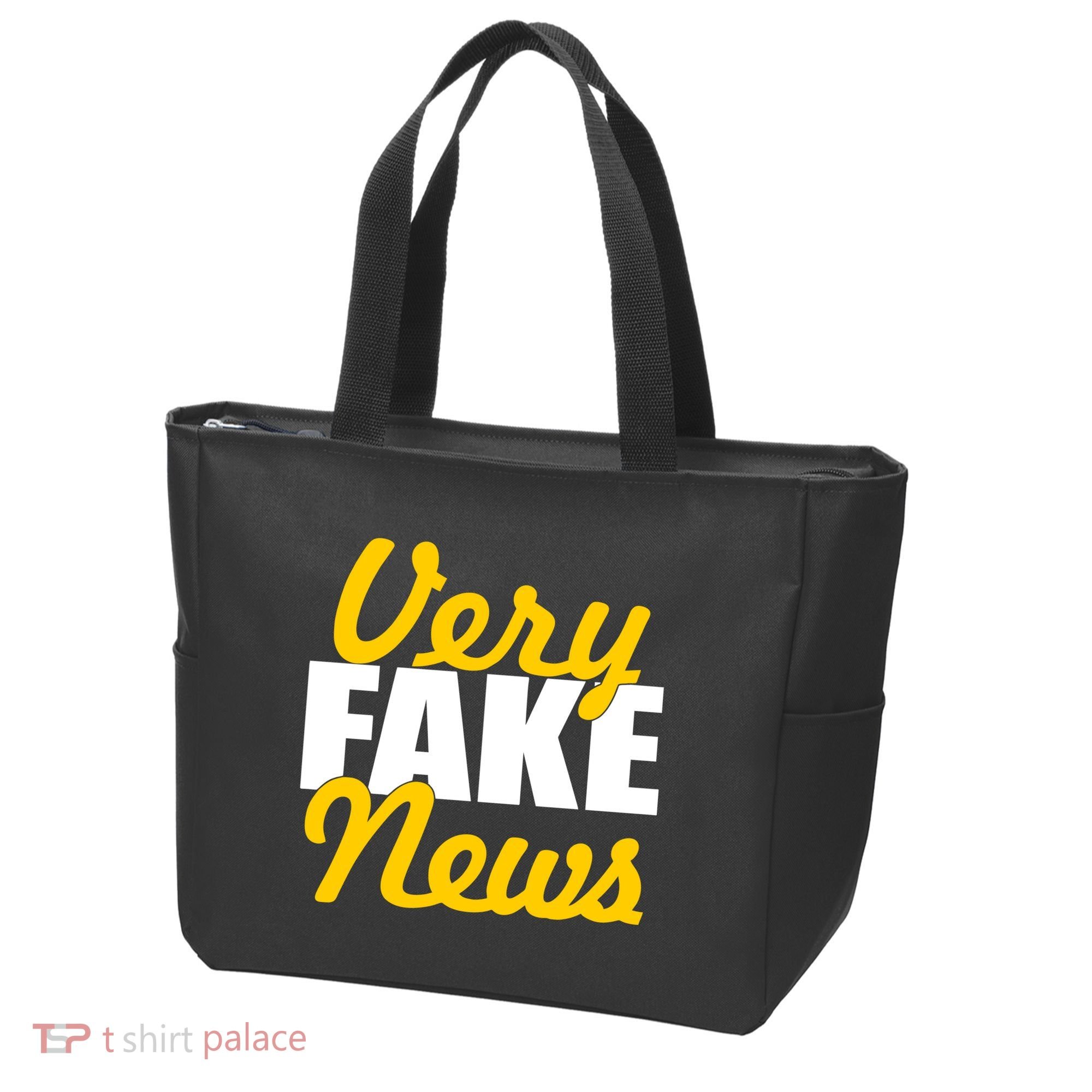 Very Fake News Black & Gold Script Tote Bag