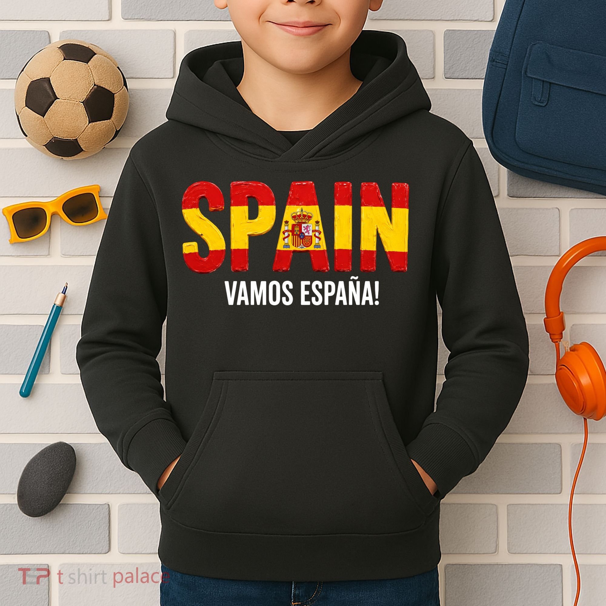 Vamos España! Spain Warm Up Soccer Espana Kids Hoodie