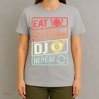Vintage Eat Sleep DJ Repeat Disc Jockey DeeJay Retro Dj T-Shirt thumb 4