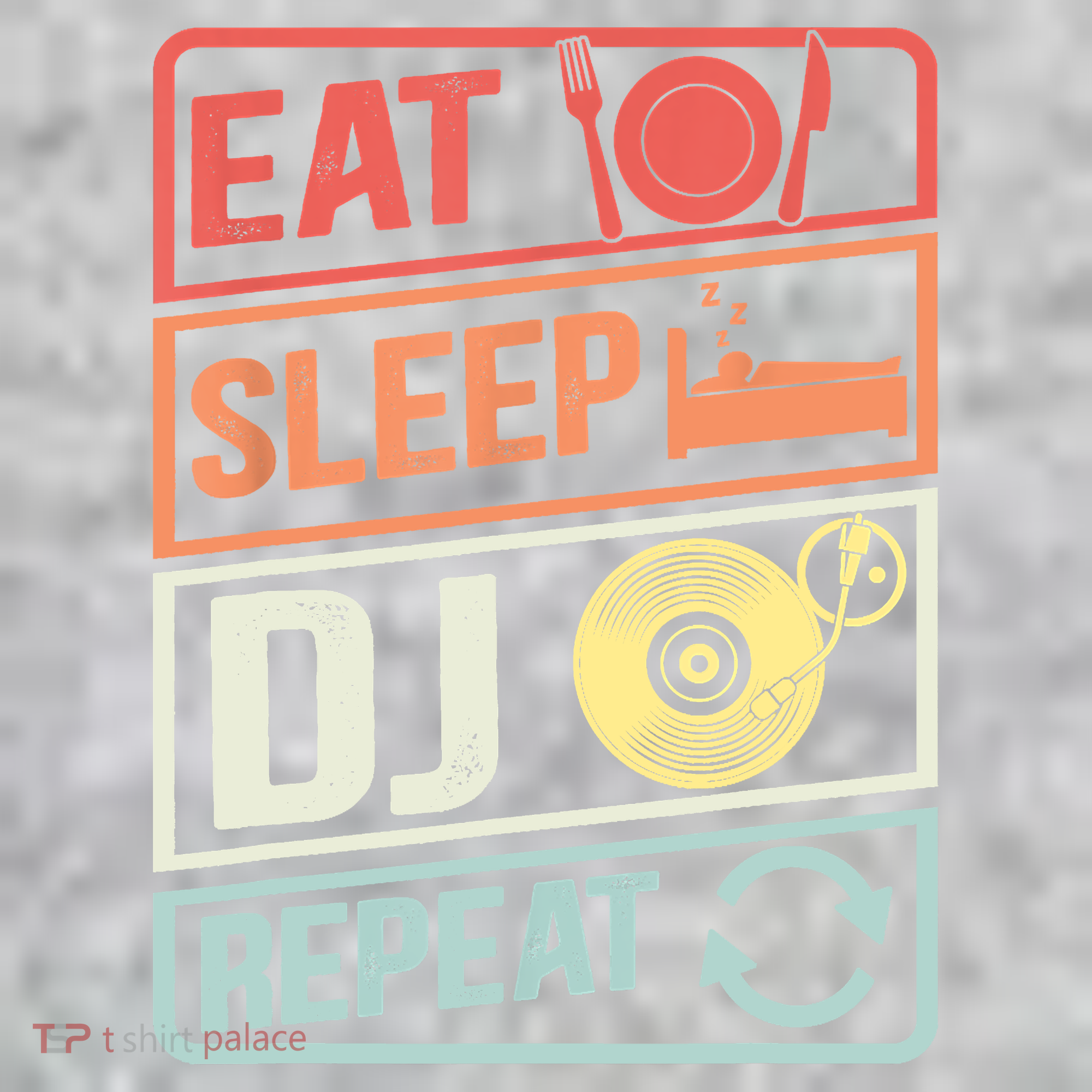 Vintage Eat Sleep DJ Repeat Disc Jockey DeeJay Retro Dj T-Shirt