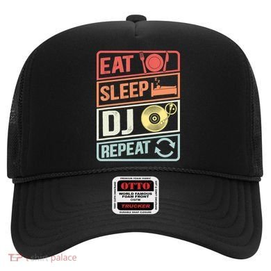Vintage Eat Sleep DJ Repeat Disc Jockey DeeJay Retro Dj Hat