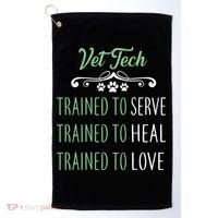 Vet Tech Trained To Serve Heal Love Golf Towel thumb 0