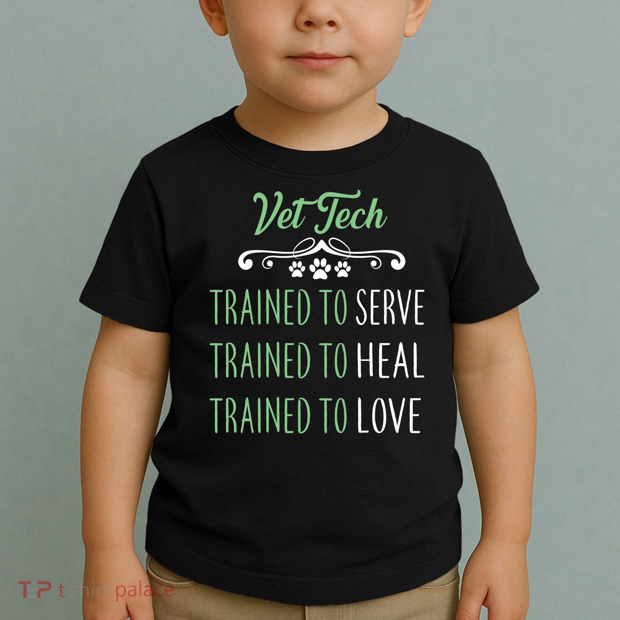 Vet Tech Trained To Serve Heal Love Toddler T-Shirt