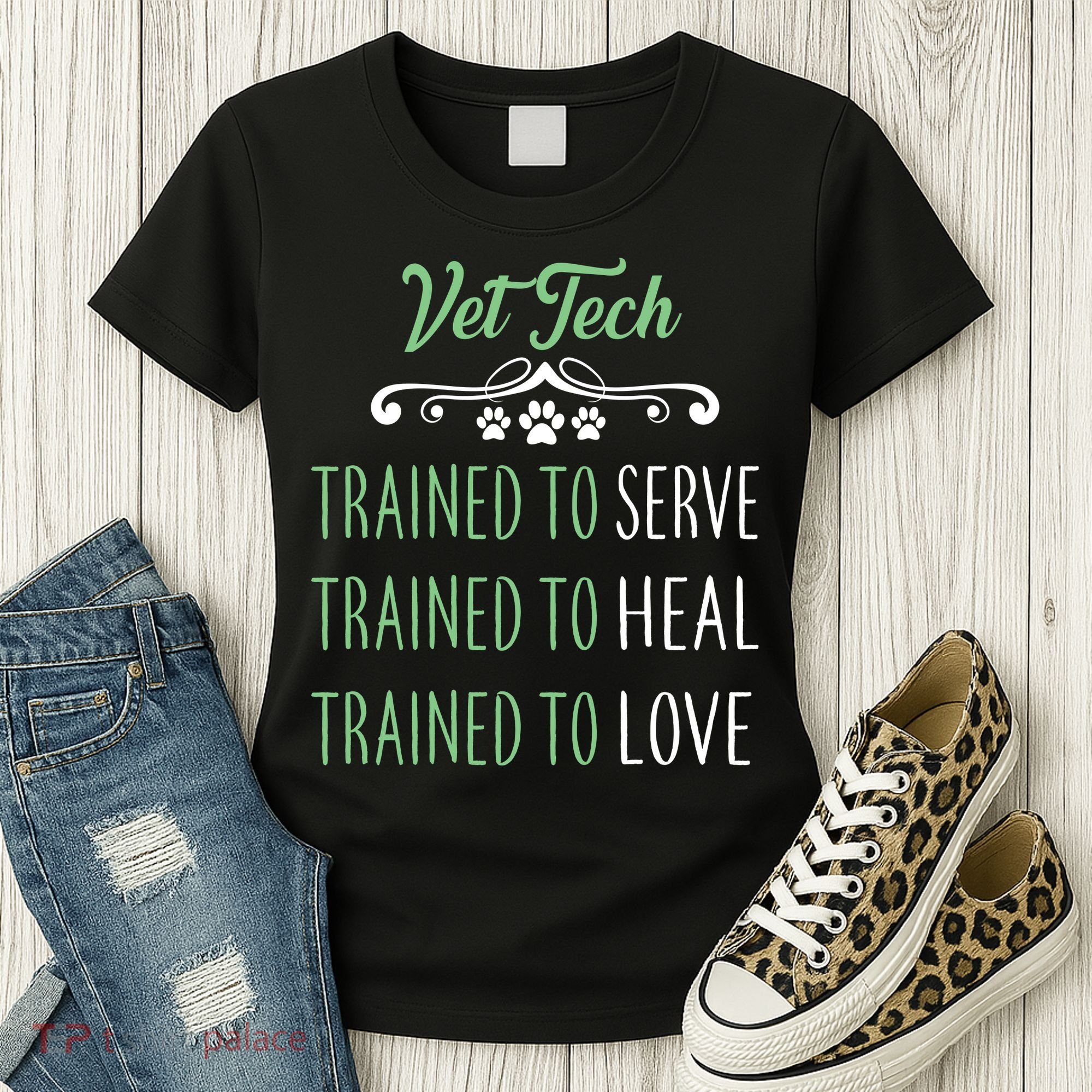 Vet Tech Trained To Serve Heal Love Women's T-Shirt
