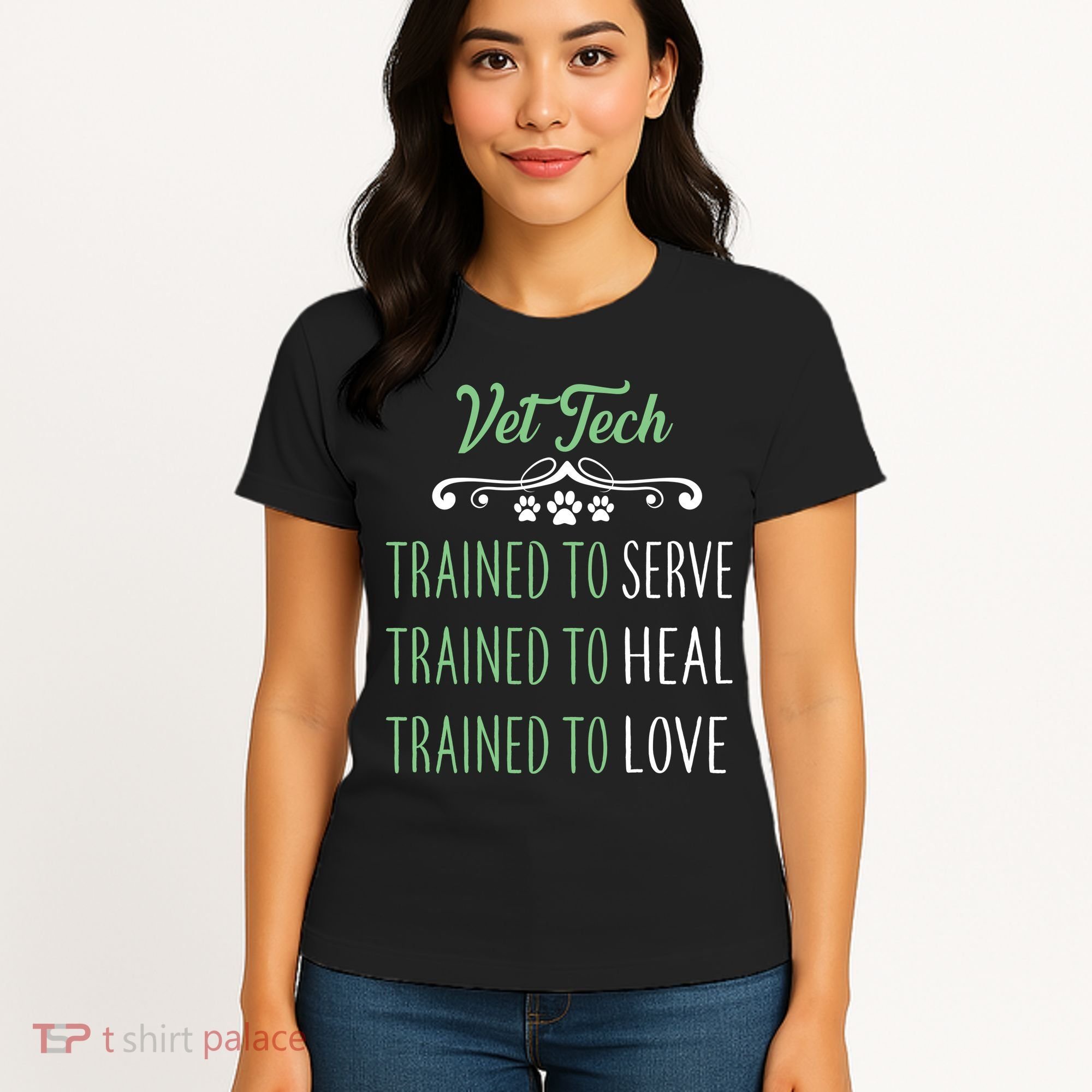Vet Tech Trained To Serve Heal Love Women's T-Shirt