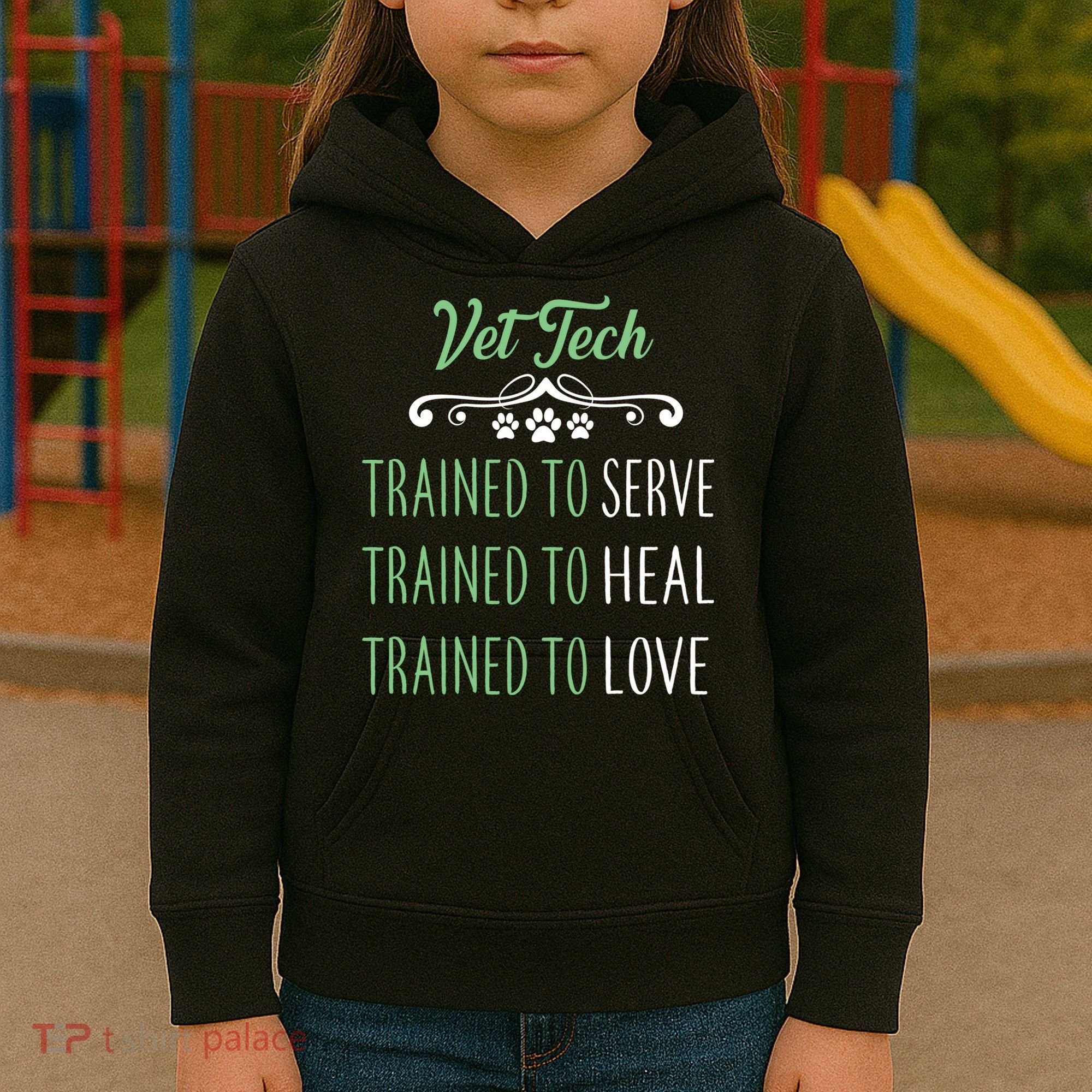 Vet Tech Trained To Serve Heal Love Kids Hoodie