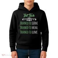 Vet Tech Trained To Serve Heal Love Kids Hoodie thumb 4