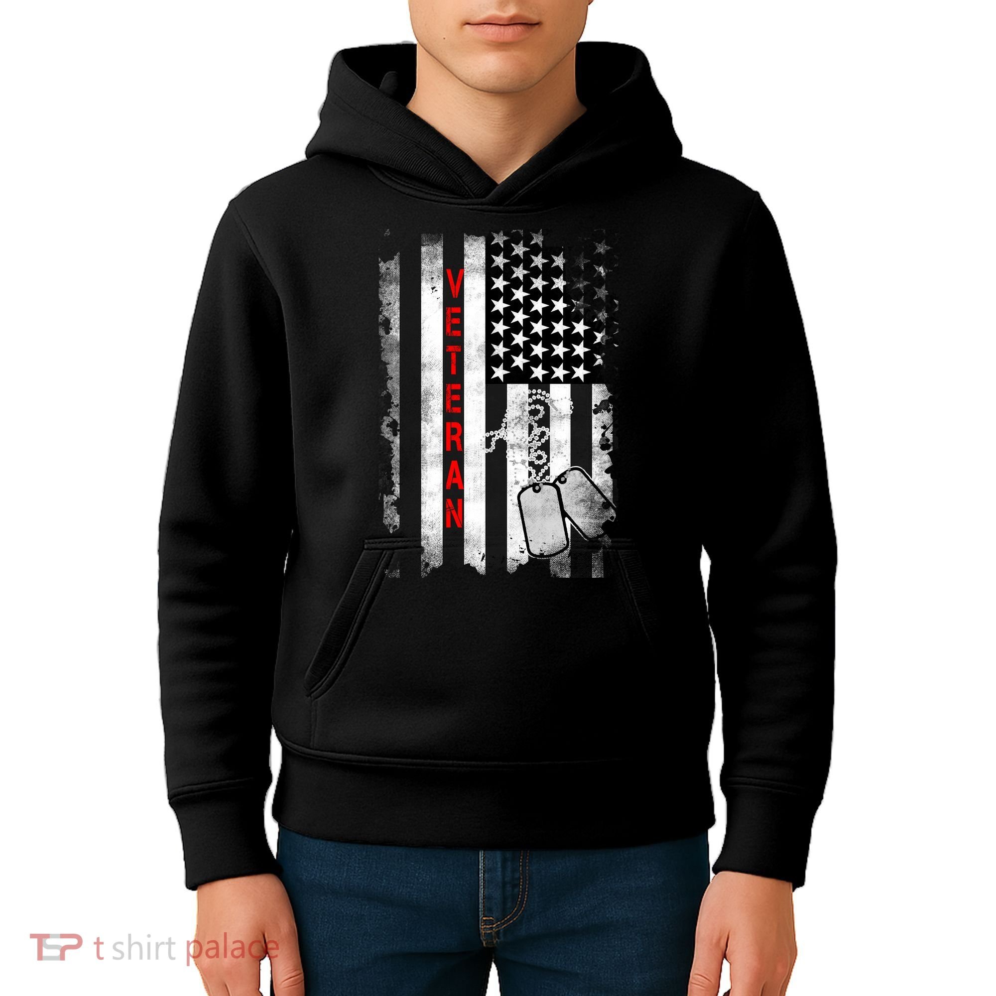 Veteran American Flag Kids Hoodie