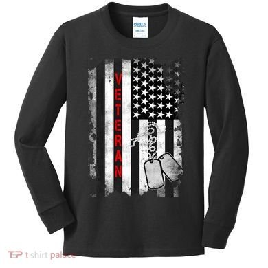 Veteran American Flag Kids Long Sleeve Shirt