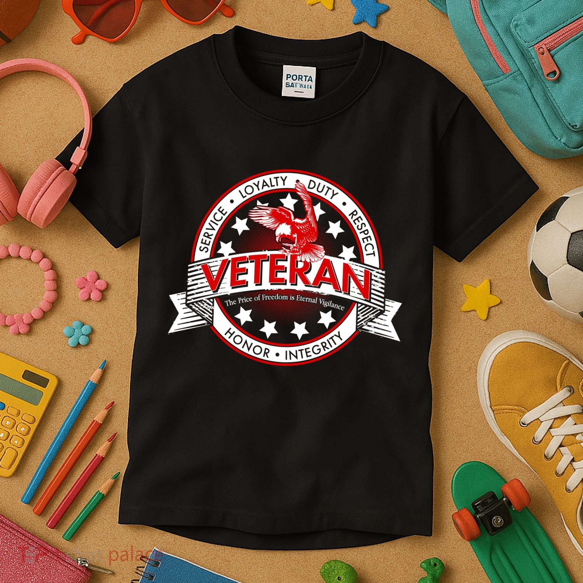 Veteran Price Of Freedom Emblem Kids T-Shirt