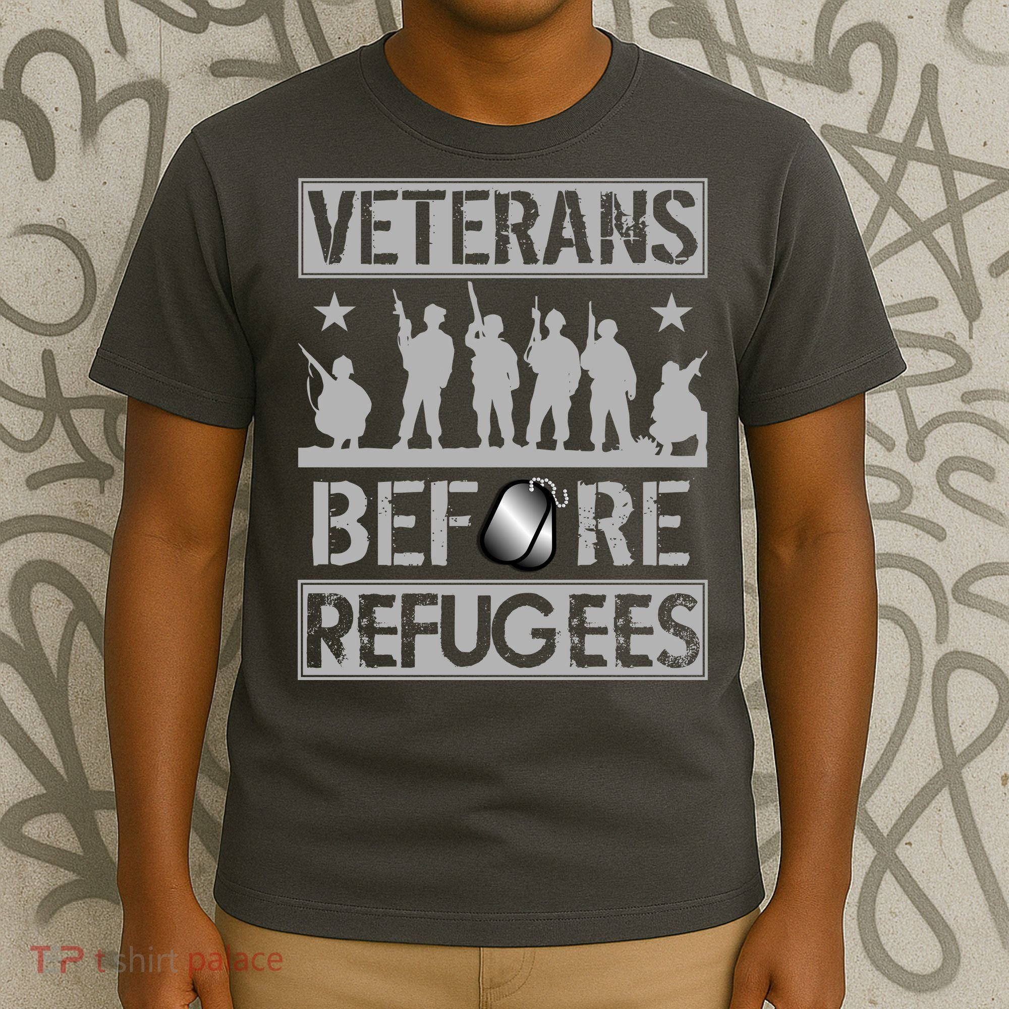 Veterans Before Refugees Veteran T-Shirt