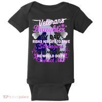 Veteran's Daughter My Dad Risks His Life Protect Me Baby Bodysuit thumb 0