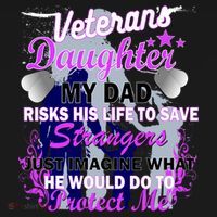 Veteran's Daughter My Dad Risks His Life Protect Me Women's Long Sleeve Shirt thumb 2