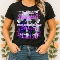 Veteran's Daughter My Dad Risks His Life Protect Me Women's T-Shirt thumb 2