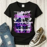 Veteran's Daughter My Dad Risks His Life Protect Me Women's T-Shirt thumb 3
