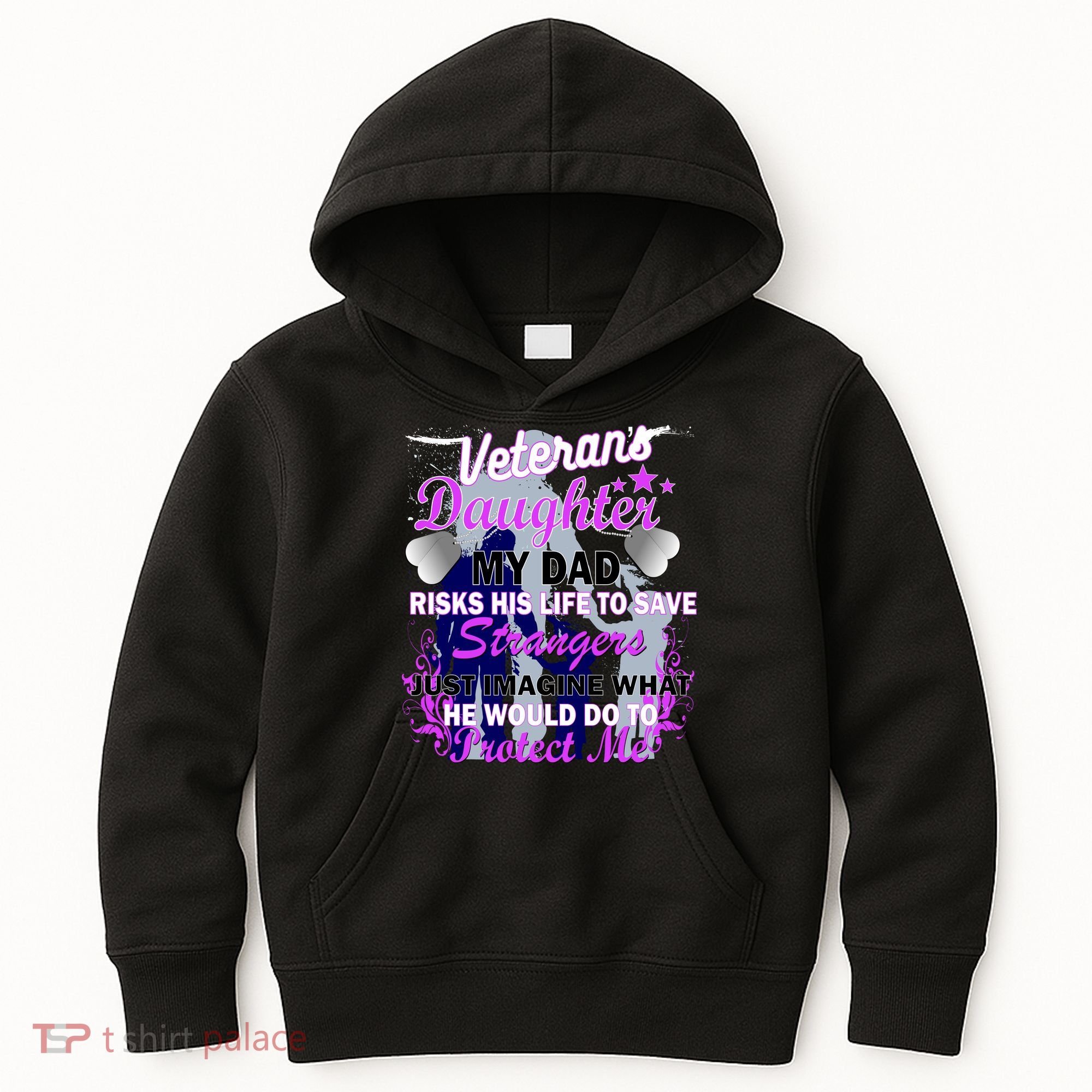 Veteran's Daughter My Dad Risks His Life Protect Me Kids Hoodie
