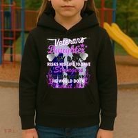Veteran's Daughter My Dad Risks His Life Protect Me Kids Hoodie thumb 3
