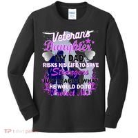 Veteran's Daughter My Dad Risks His Life Protect Me Kids Long Sleeve Shirt thumb 0
