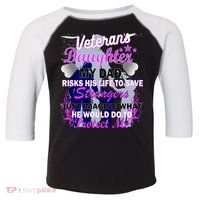 Veteran's Daughter My Dad Risks His Life Protect Me Toddler Fine Jersey T-Shirt thumb 0