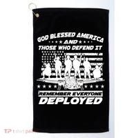 Veterans God Bless America And Those Who Defend It Golf Towel thumb 0