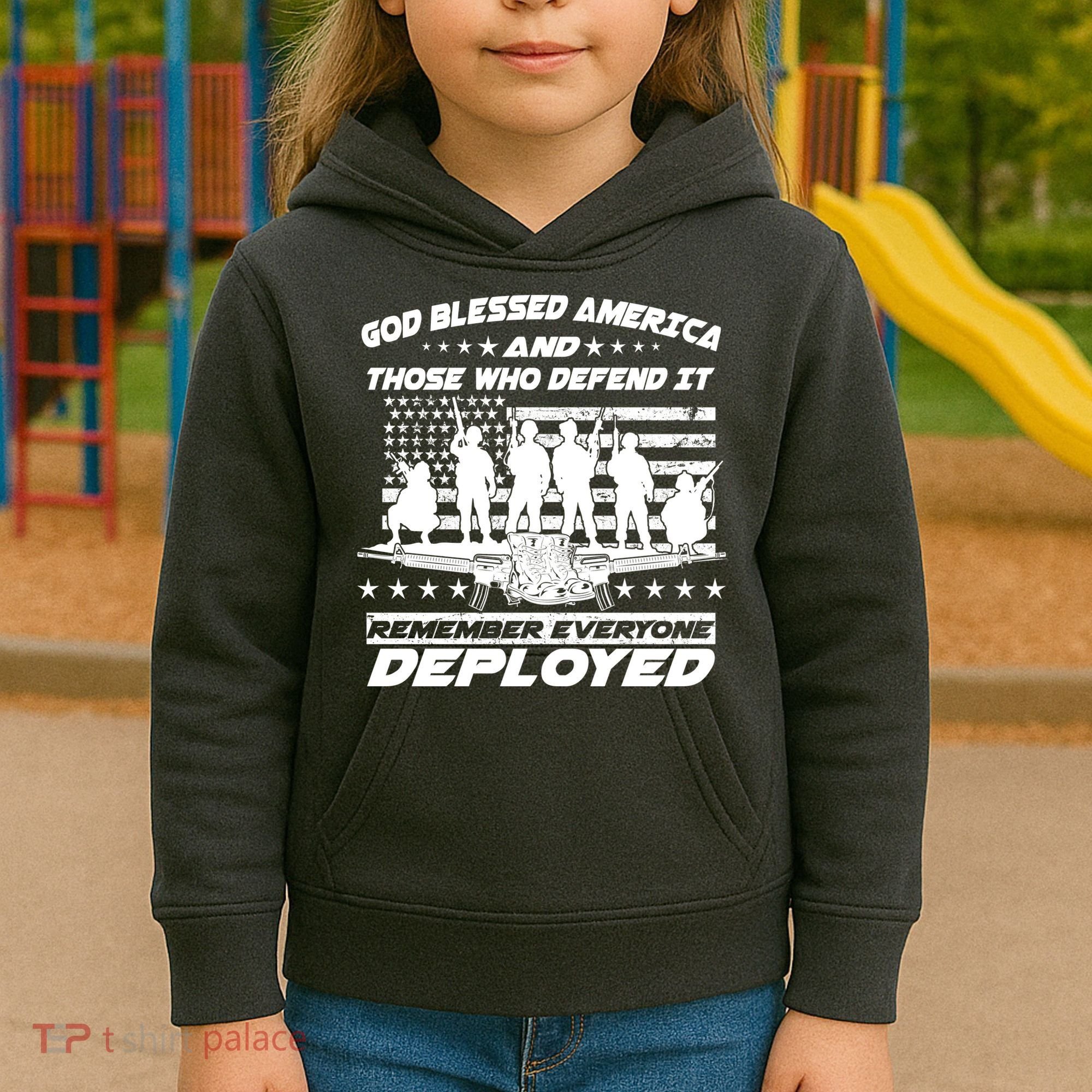Veterans God Bless America And Those Who Defend It Kids Hoodie