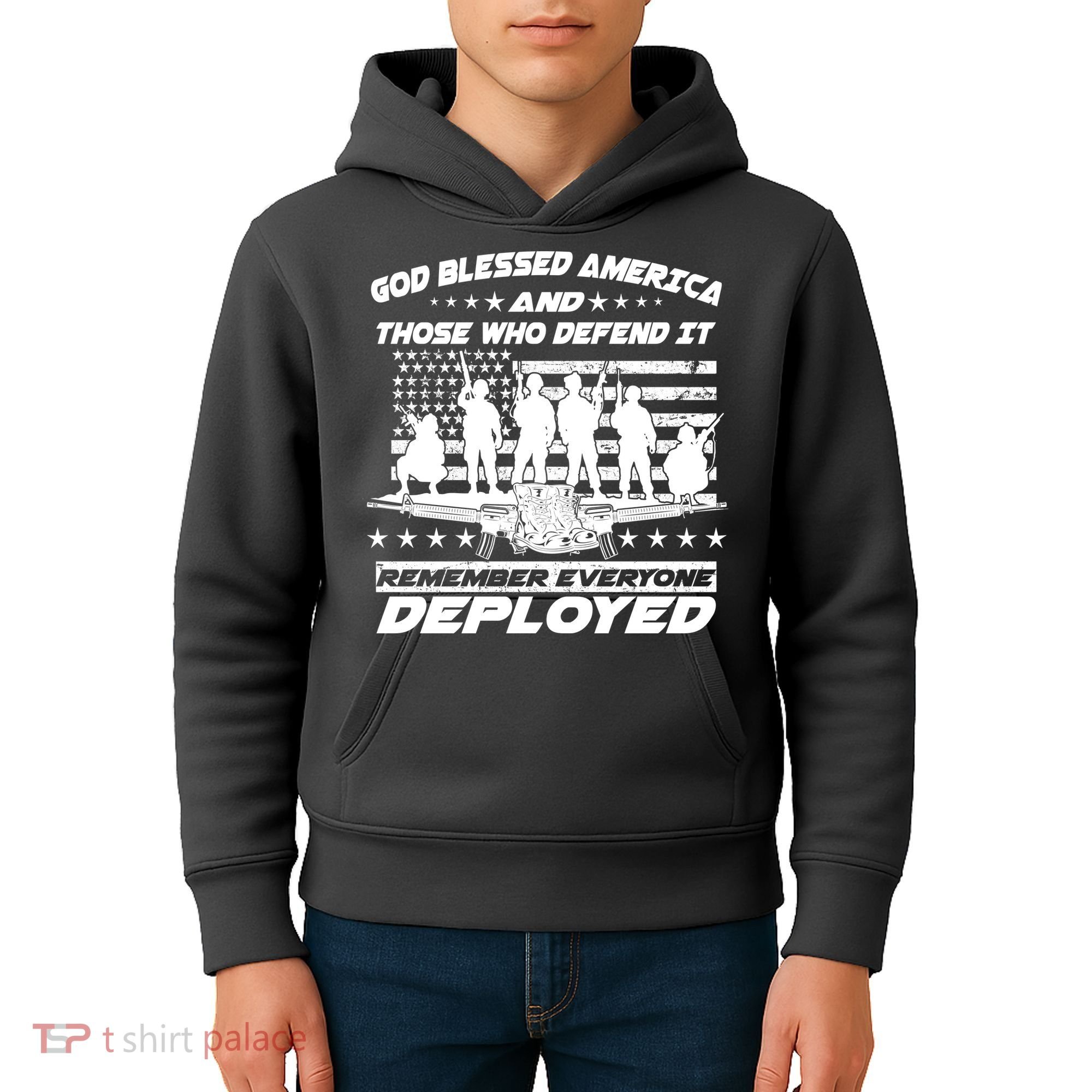 Veterans God Bless America And Those Who Defend It Kids Hoodie
