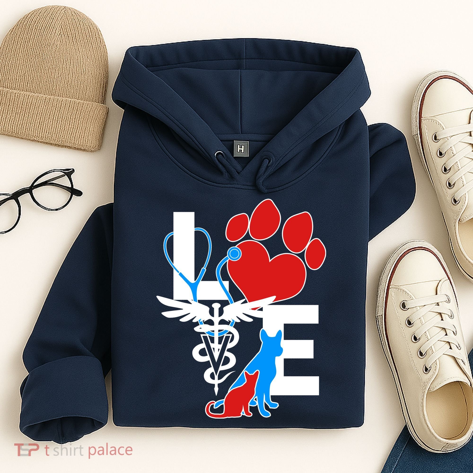 Veterinarian Love Cat and Dog Hoodie