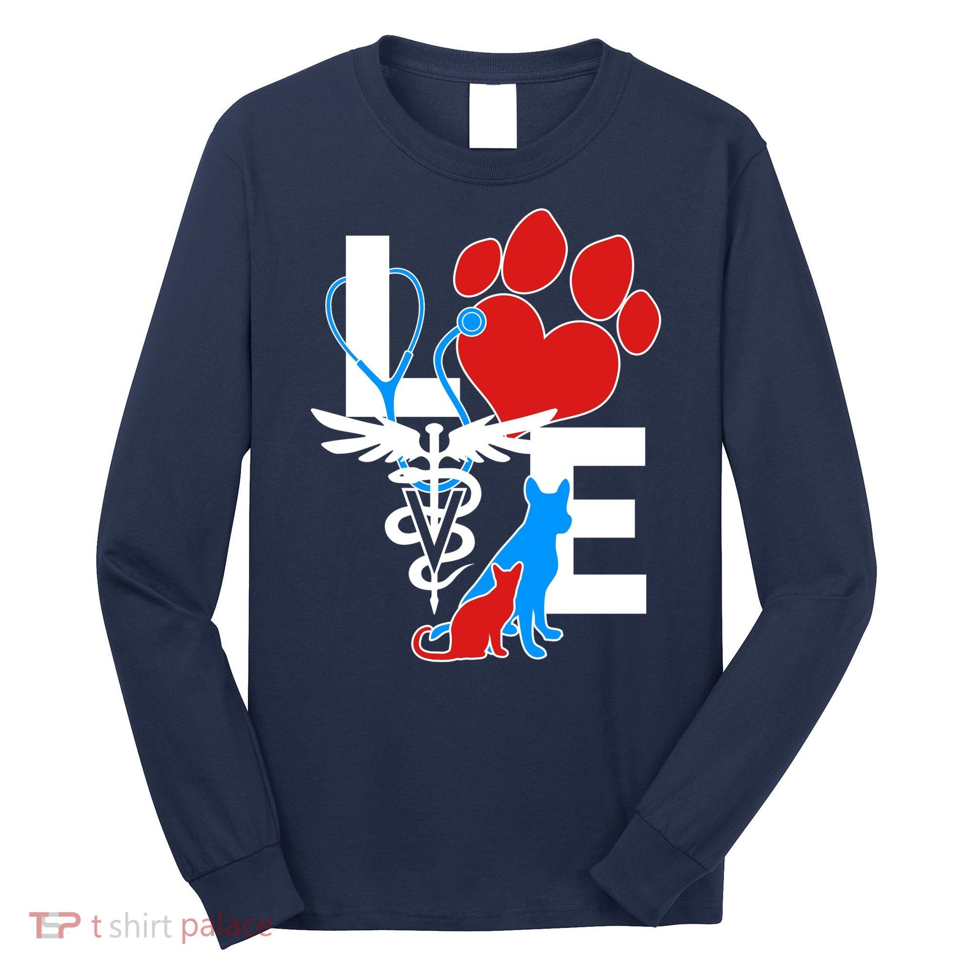 Veterinarian Love Cat and Dog Long Sleeve Shirt