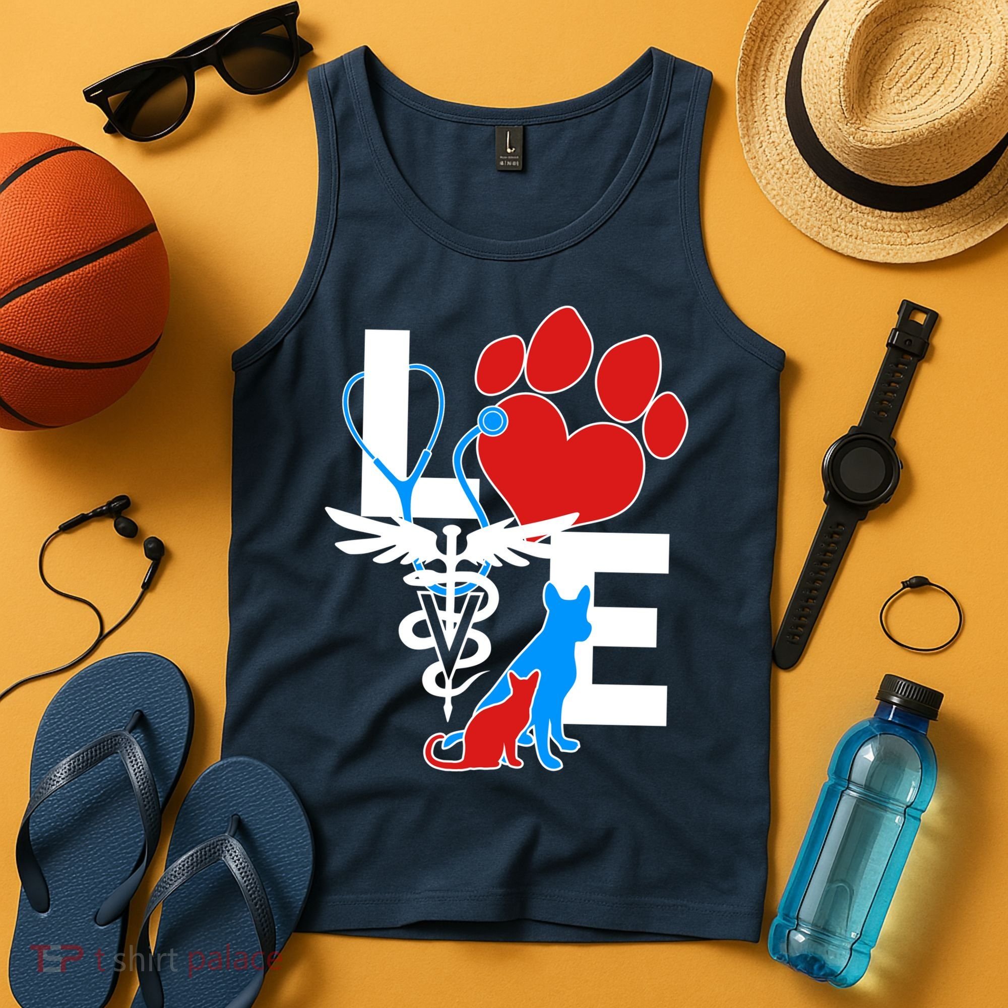 Veterinarian Love Cat and Dog Tank Top