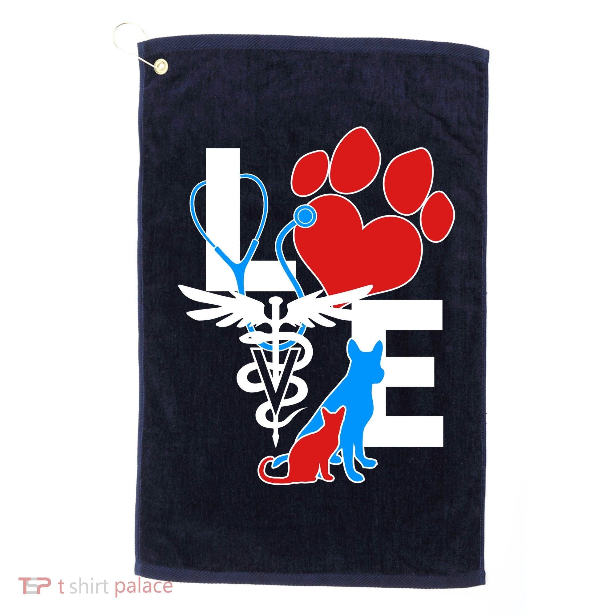 Veterinarian Love Cat and Dog Golf Towel
