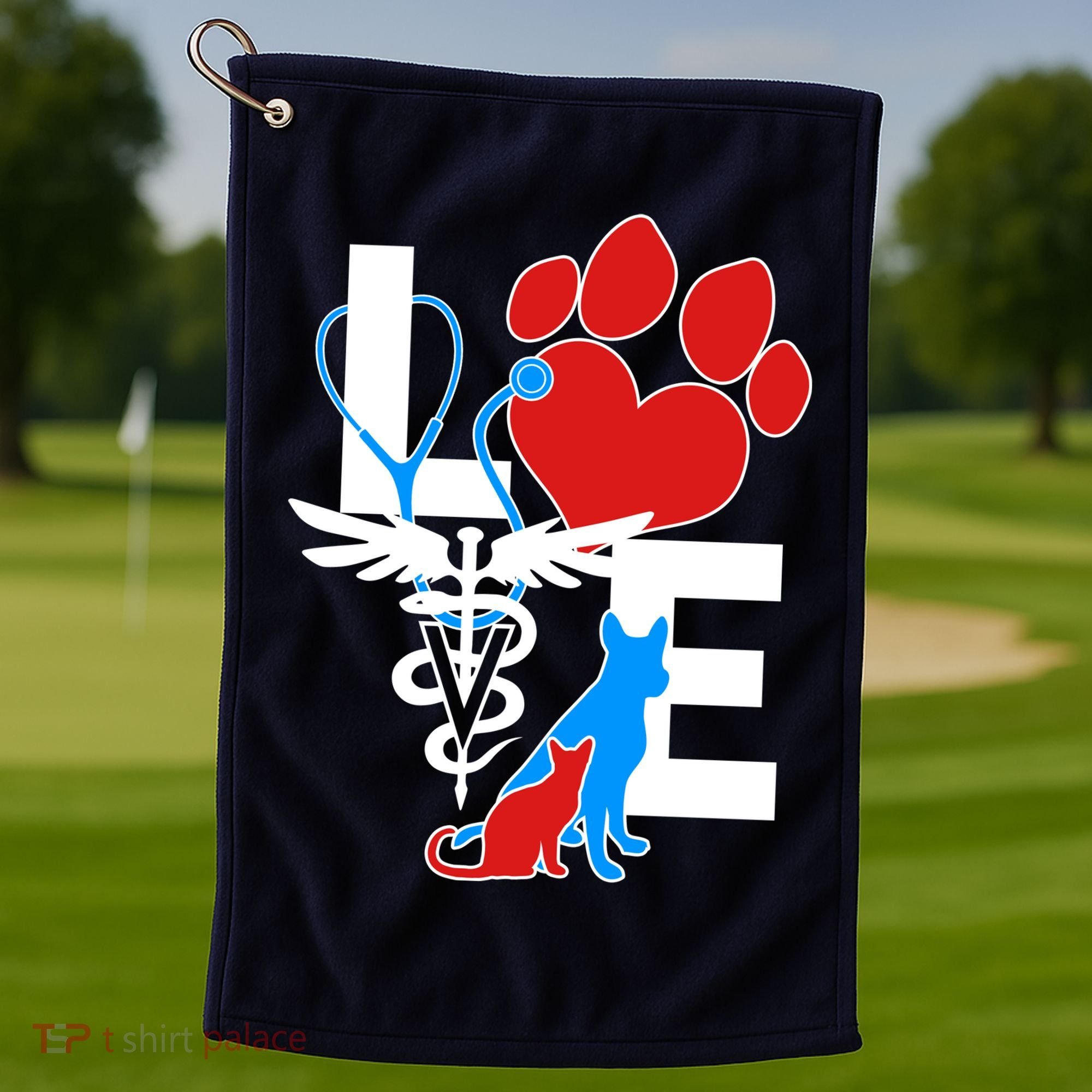 Veterinarian Love Cat and Dog Golf Towel