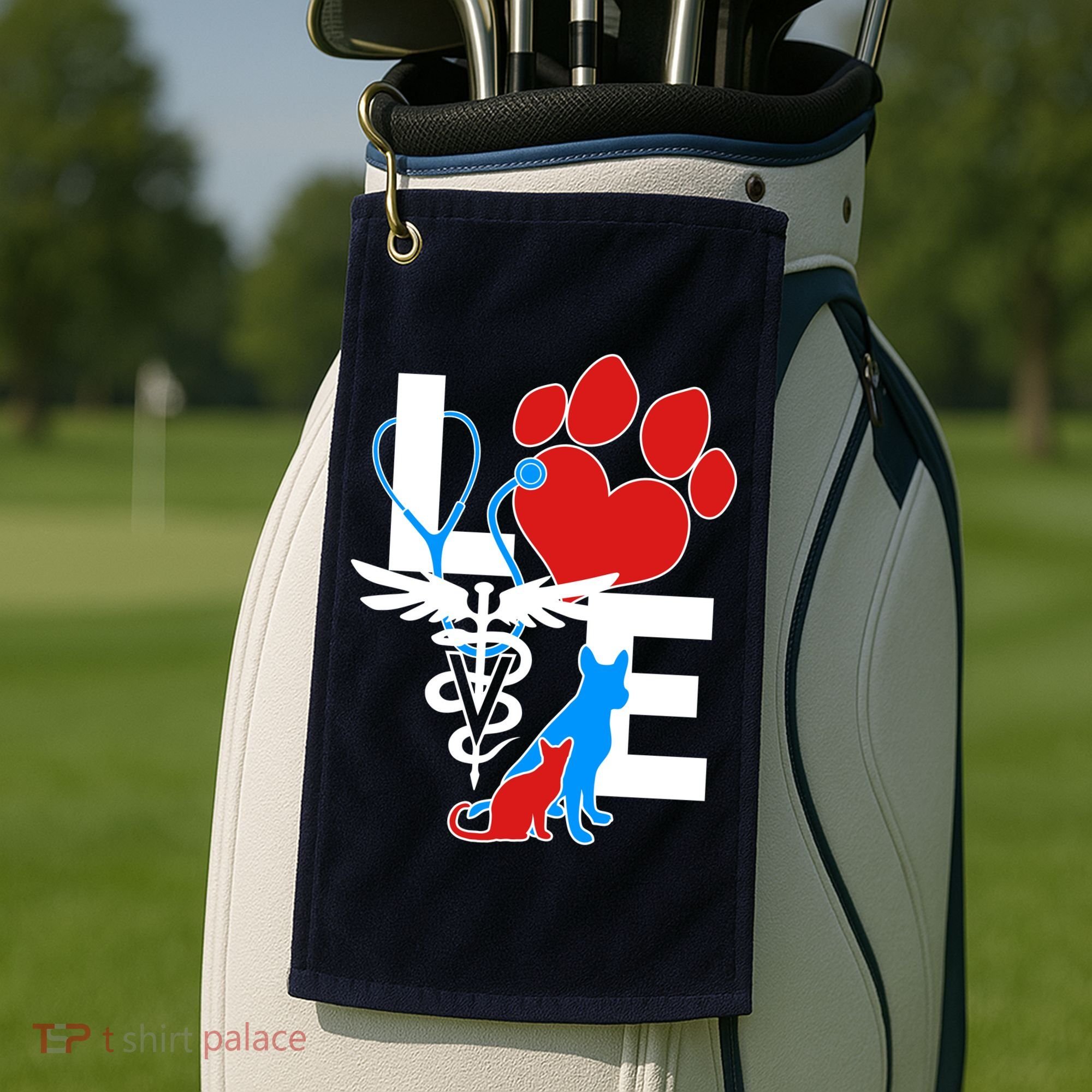 Veterinarian Love Cat and Dog Golf Towel