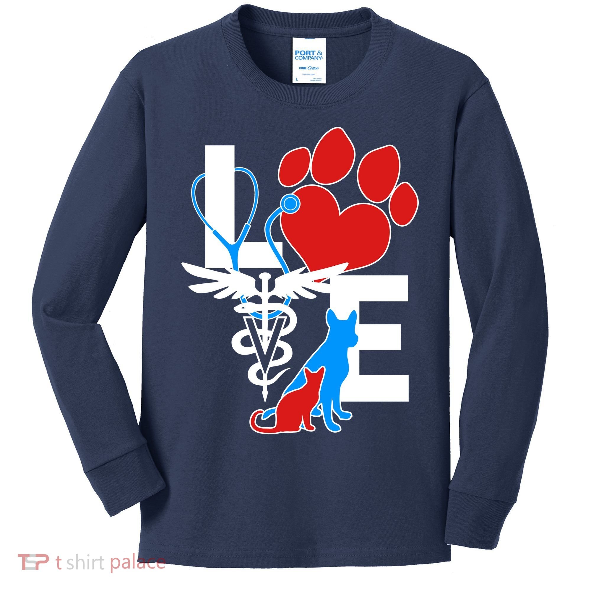 Veterinarian Love Cat and Dog Kids Long Sleeve Shirt