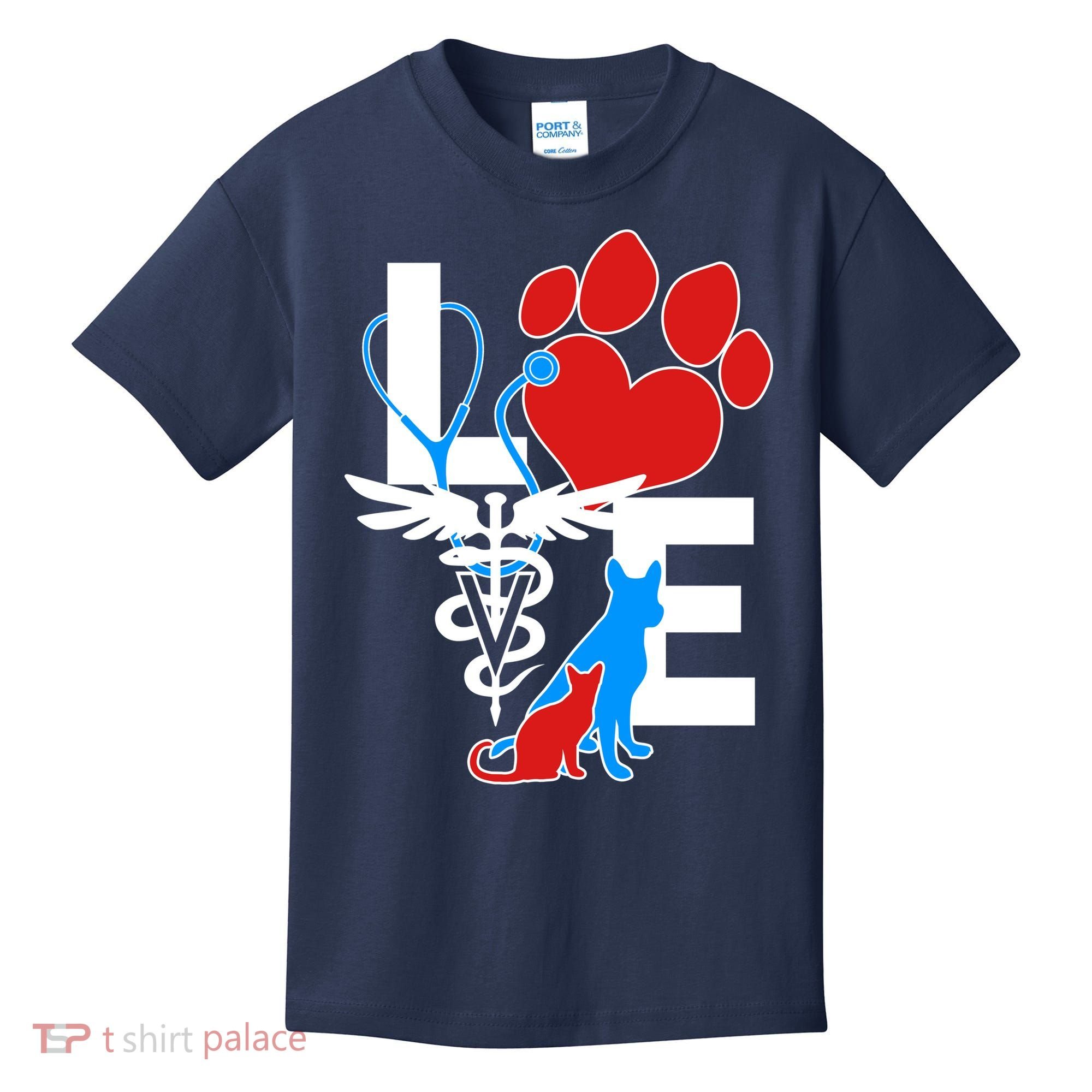 Veterinarian Love Cat and Dog Kids T-Shirt