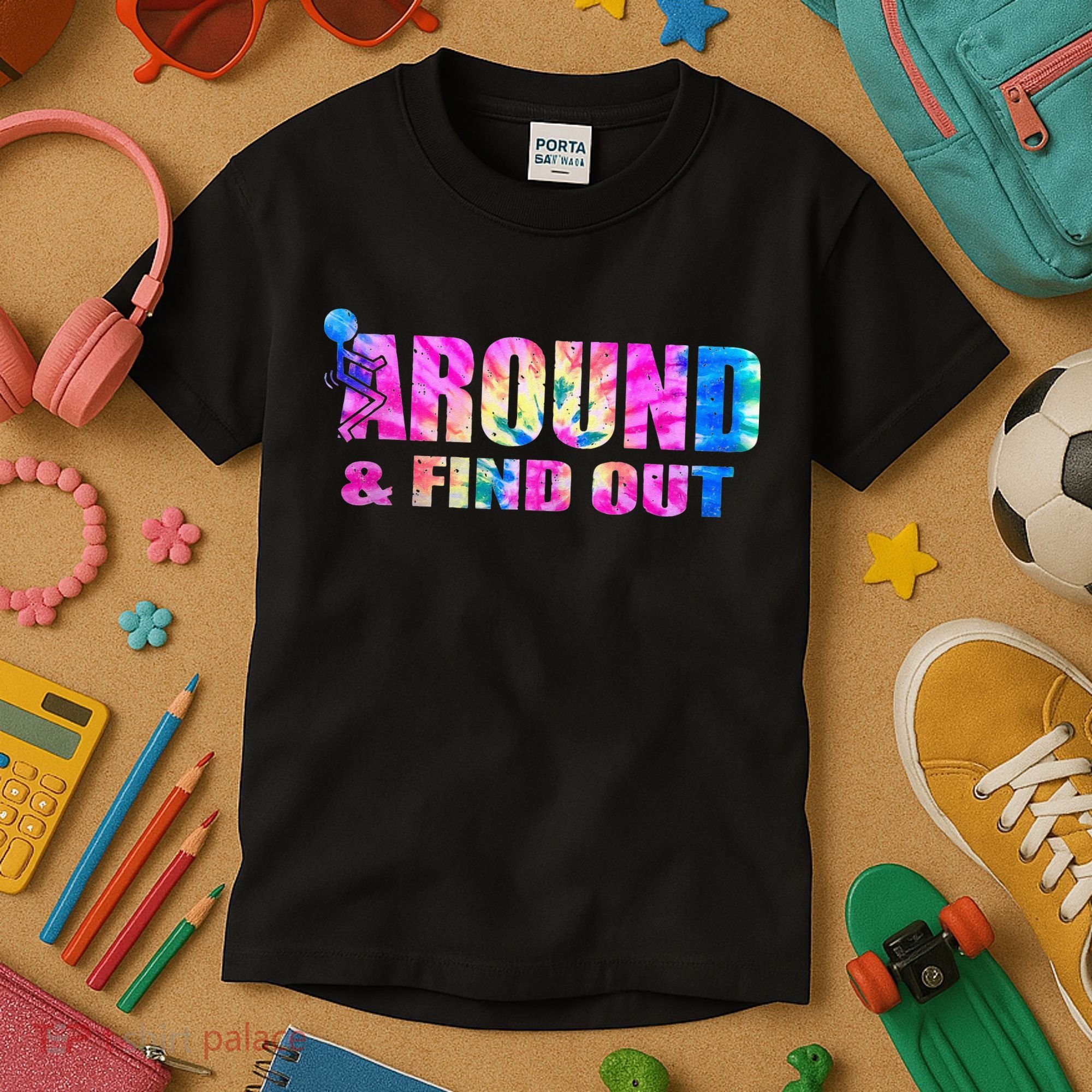 Vintaeg F Around And Find Out Tie Dye Lover Gift Kids T-Shirt