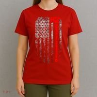 Vintage Firefighter American Grunge Flag & Axe T-Shirt thumb 4