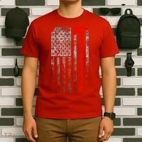 Vintage Firefighter American Grunge Flag & Axe T-Shirt thumb 6