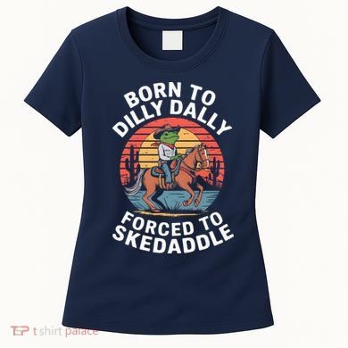 Vintage Frog Born To Dilly Dally Forced To Skedaddle Cow Women's T-Shirt