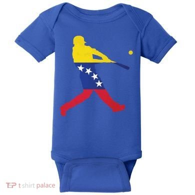 Venezuela Flag Baseball Player Meaningful Gift Baby Bodysuit